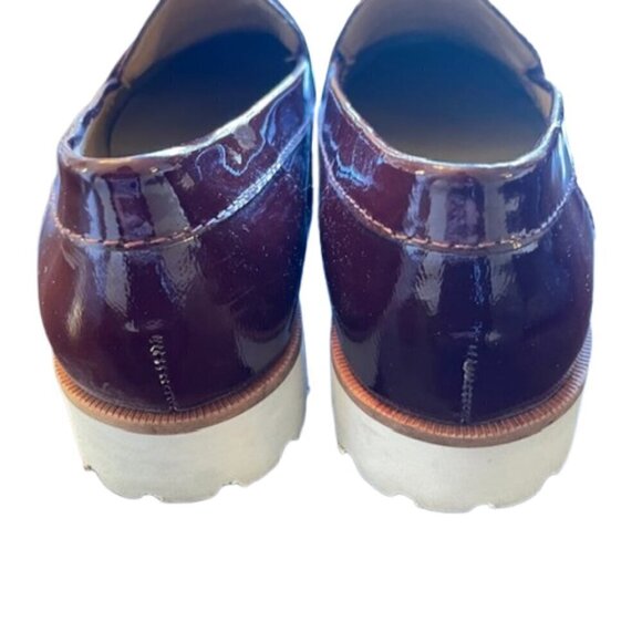 Karl Lagerfeld Patent Leather Oxford Lug Sole Loafers Burgundy 6.5M - Picture 7 of 8